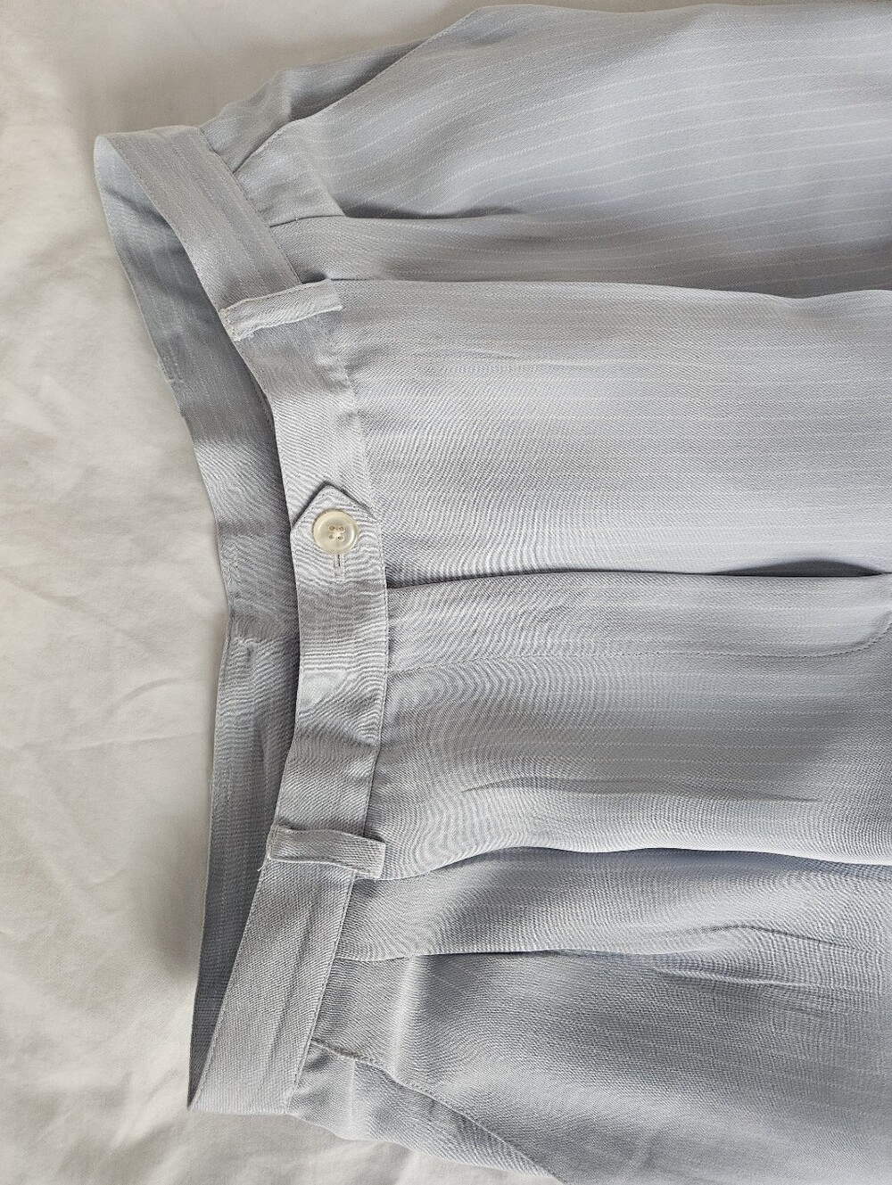 LAUREN RALPH LAUREN LIght Blue Pin Striped Pleated 100% Silk Trousers | SZ 8 - Picture 5 of 11